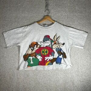 Vintage 90s Bugs bunny looney tunes double sided cropped tshirt